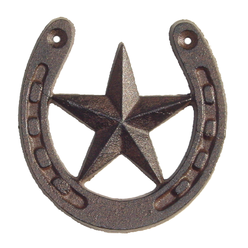 Star with Horseshoe Decoration, Cast Iron, 5 x 4.75 – Chief Caddo