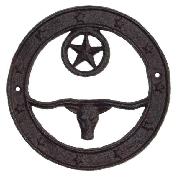Cast Iron Longhorn Star in Circle Decoration