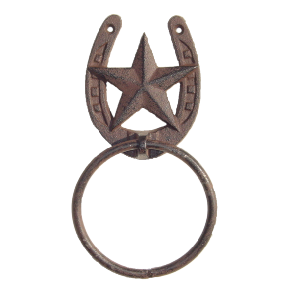 Horseshoe and Star Towel Ring, Cast Iron, 8.5 x 4.5 – Chief Caddo
